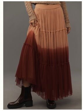 NWT Anthropologie Let Me Be Ombre Tulle Maxi Skirt, M